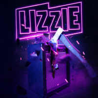 An image of an axe smashing in to an amp. With the words 'Lizzie' at the top.