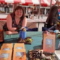 Rebecca Buxton will be coming to the Gainsborough Market. Rebecca stood at her market stall selling her books.