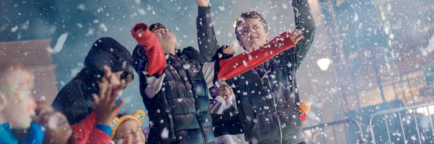 Christmas Lights Festival - playing in the snow globe