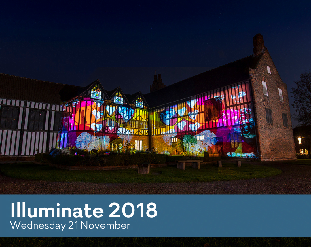 Light projections on the walls of Gainsborough Old Hall as part of Illuminate 2018 in thriving Gainsborough.