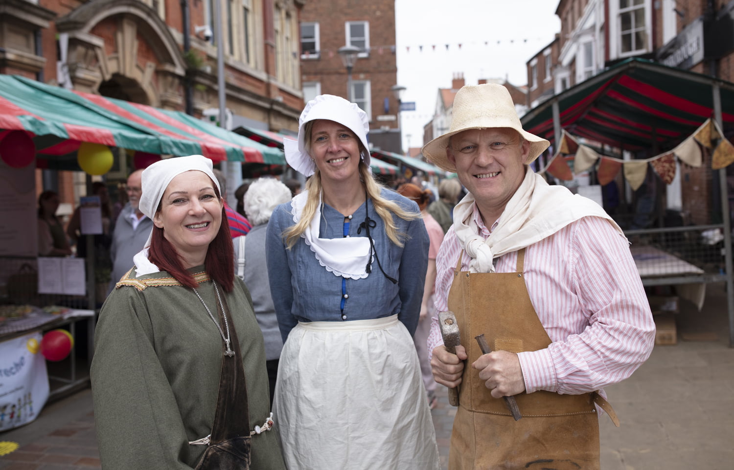 Theresa, Wendy and Jonathon in period costume at the Merry Old Market