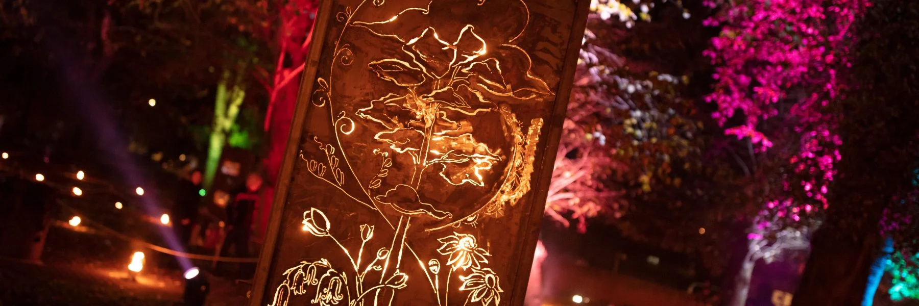 The fire garden with sculpture at Illuminate 2021