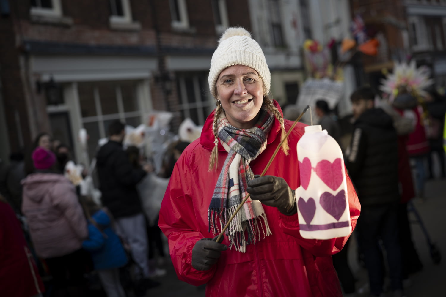 Holding a handmade lantern