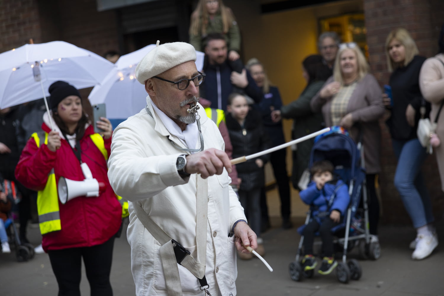 Chris Lewis-Jones from Fire Funk Samba band leading the parade.