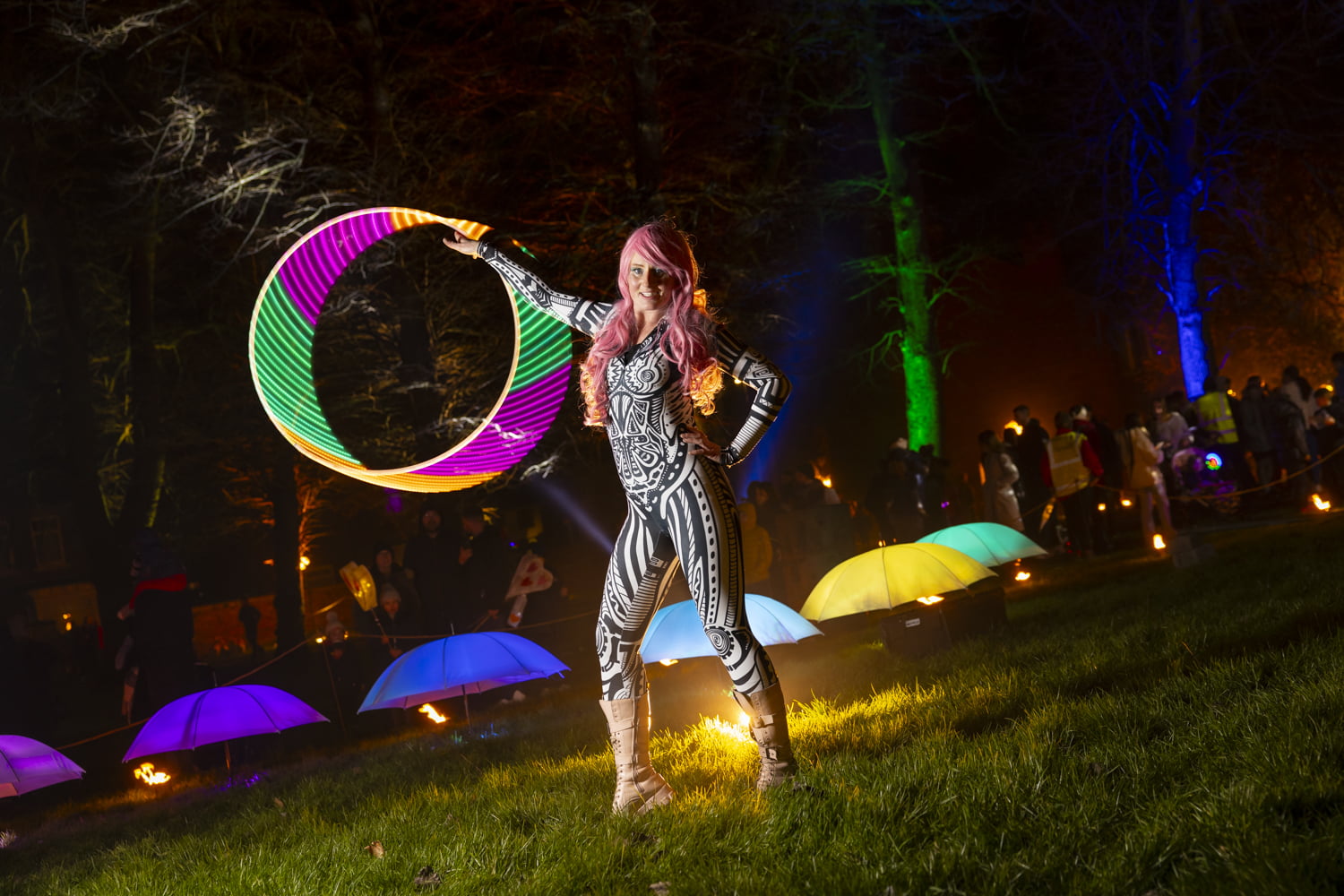 Toni Pingaliing entertaining crowds with fantastic light displays at Illuminate 2024.