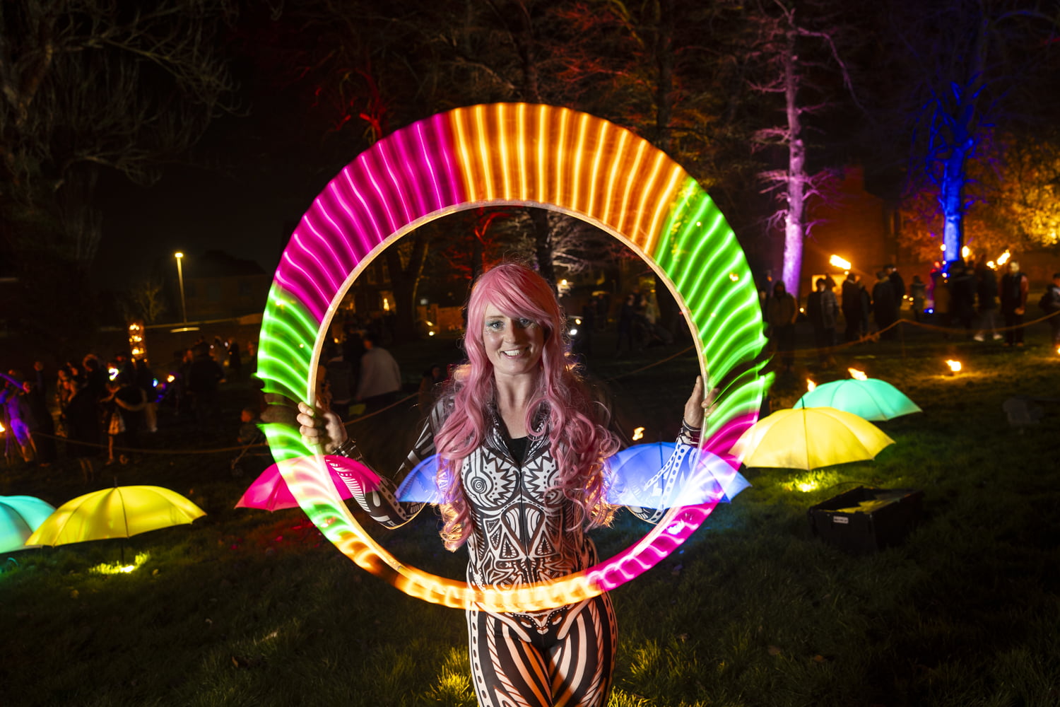 Toni Pingaliing entertaining crowds with fantastic light displays at Illuminate 2024.