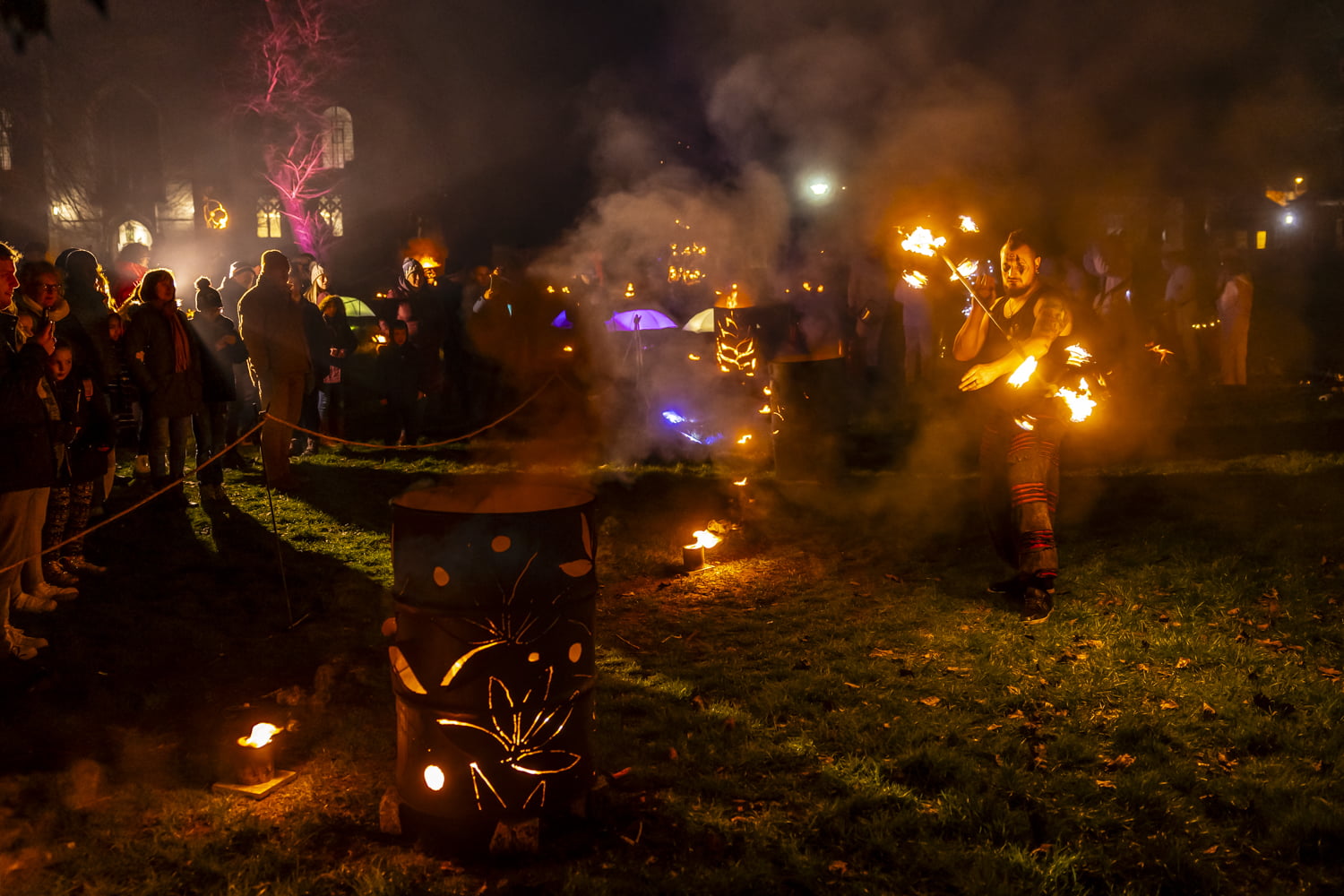 Spectacular fire displays in the Fire Garden at Illuminate 2024.