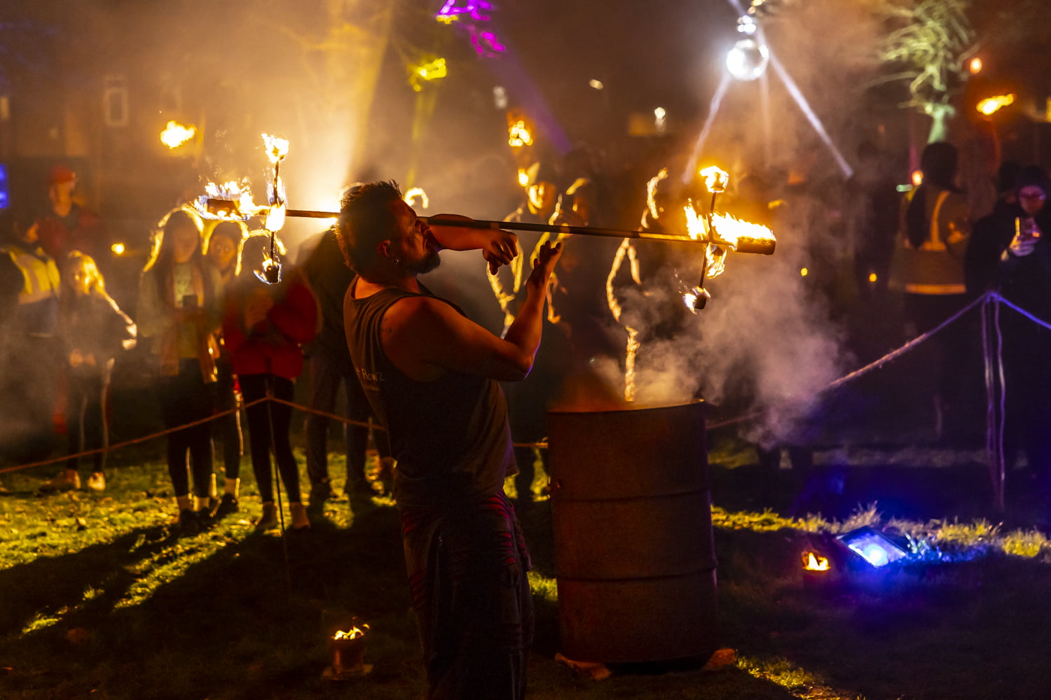 Spectacular fire displays in the Fire Garden at Illuminate 2024.