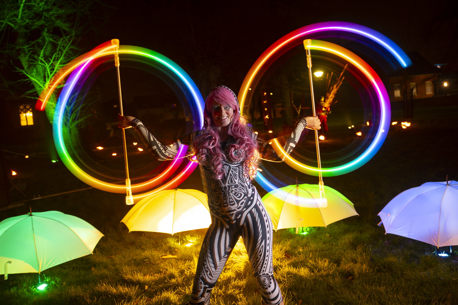 Toni Pingaliing entertaining crowds with fantastic light displays at Illuminate 2024.
